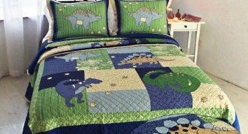 Dinosaur themed bedroom in blue and green