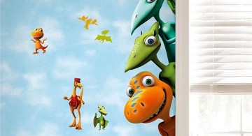 Dinosaur themed bedroom with cute and funny faces