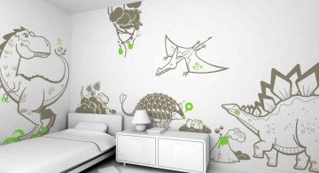 Dinosaur themed bedroom with sketches