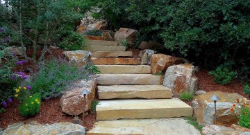 Garden stairs slabs of stone