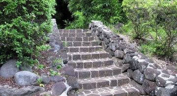 Garden stairs stone pathway