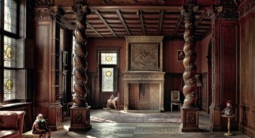 Gothic bedrooms with pillars