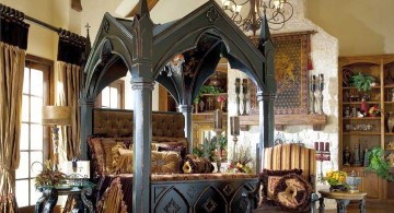 Gothic bedrooms with unique four poster bed