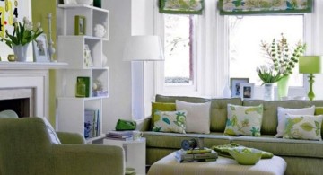 Grey and Green living room with plush coffee table