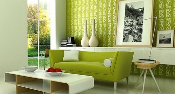 Grey and Green living room with retro furniture