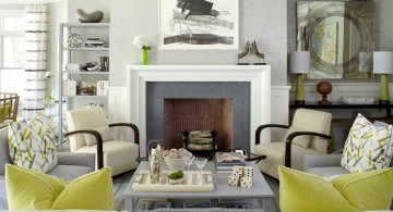 Grey and Green with fireplace