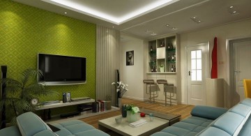Grey and Green with low drop ceiling