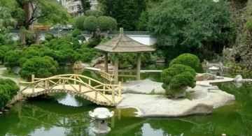 Japanese garden bridge plans with logs