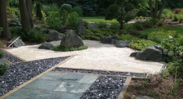 Japanese landscape design with small sand garden