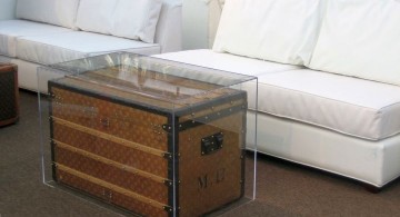 LV in acrylic trunk coffee table