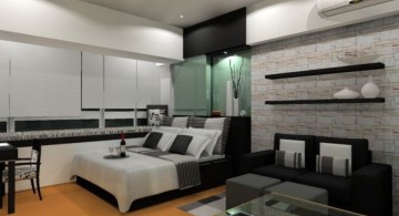 bedroom basement ideas in monochrome