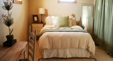 bedroom basement ideas with pastel wall and small closet