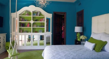 bedroom swings in green and blue room