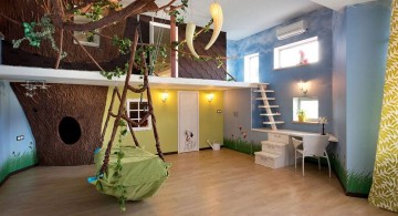 bedroom swings in nature themed room