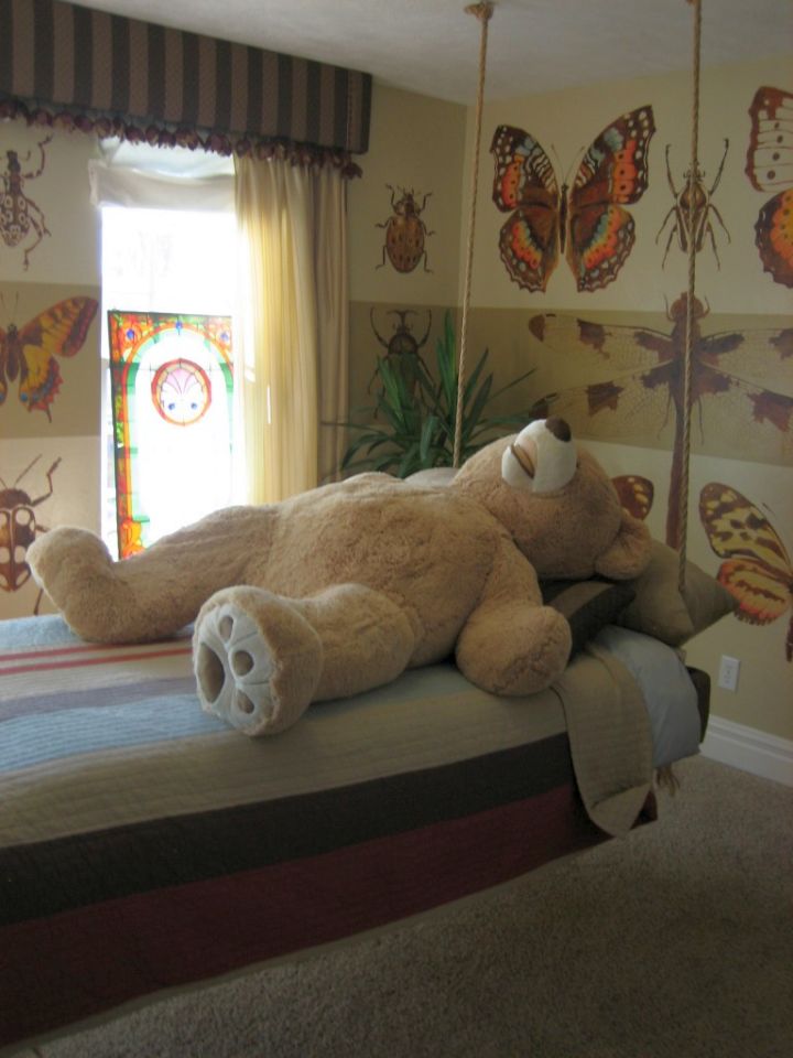 bedroom swings with a bear