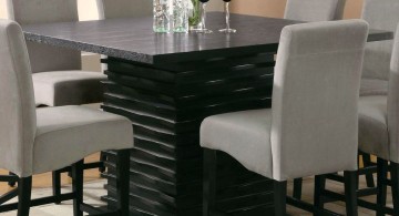 black granite dining room table with unique stand