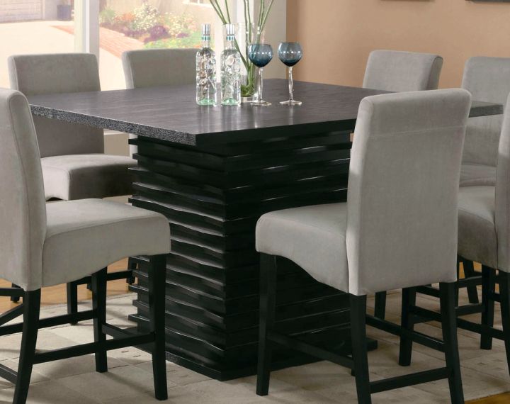 black granite dining room table with unique stand