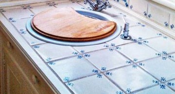 blue retro tiles cheap countertop solution