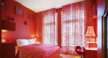 bright simple red bedroom walls