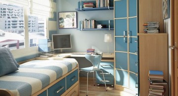brown and blue bedroom for small bedrooms