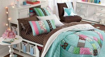 brown and blue bedroom for teenage girls