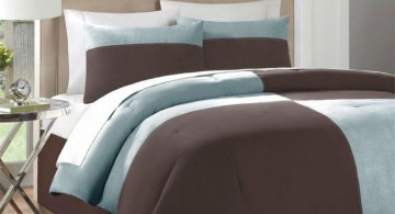 brown and blue bedroom in simple slice and partition design