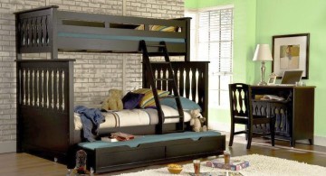 bunk bed for adults in dark woods