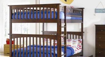 bunk bed for adults with blue bedding