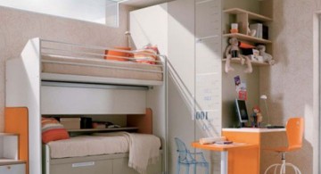bunk bedroom ideas in white and orange