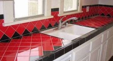 cheap countertop solution in red and black