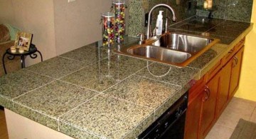 cheap countertop solution with fake granite tiles