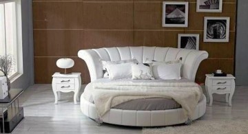classy round bed frame with tall headboard