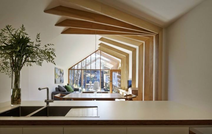 contemporary faux exposed beam ceiling