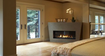 contemporary gas fireplace bedroom in corner