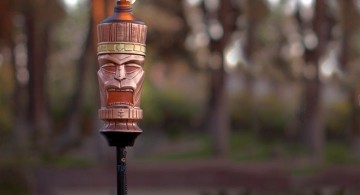 cool tiki torches with tiki mask