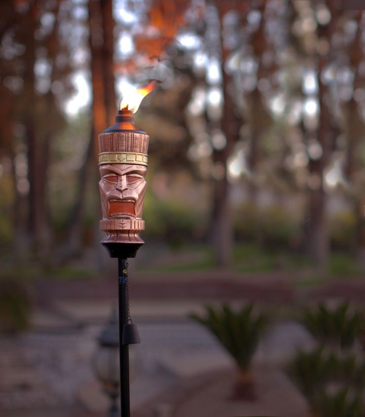 cool tiki torches with tiki mask