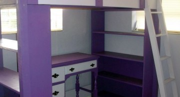 desk and bed combination in purple and white