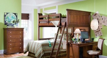 desk and bed combination with rustic bunk beds