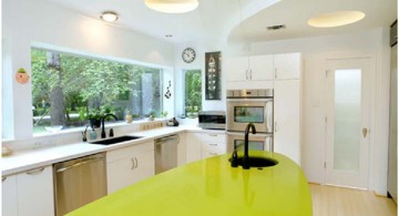 eco-friendly kitchen design with lovely lime green countertop