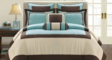 elegant brown and blue bedroom bedding