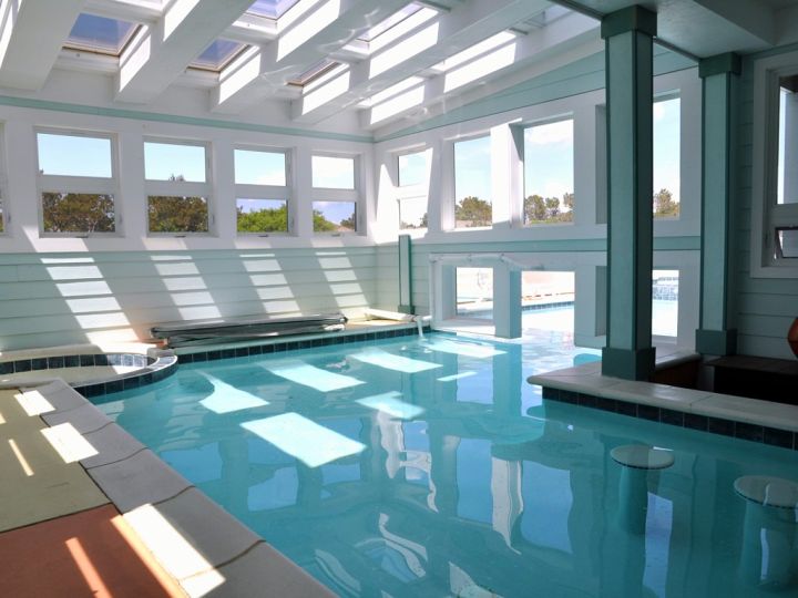 enclosed swimming pool with skylights