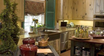 exposed beam ceiling for French kitchen