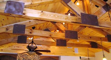 exposed beam ceiling with black joints