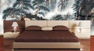 featured image of asian inspired bedroom design with gorgeous nature painting wall panel