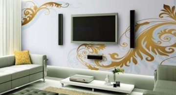 featured image of living room TV placement ideas with lovely wall decal