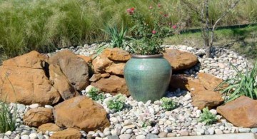 featured image of small rock garden designs with a plain fountain