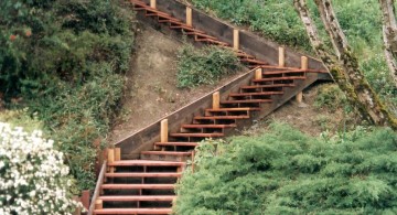 floating wood Garden stairs