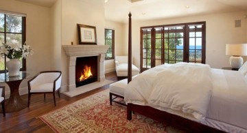 gas fireplace bedroom in white