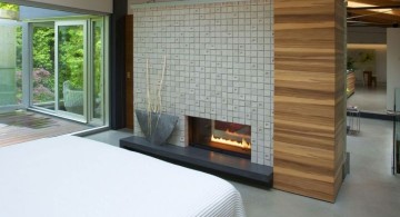 gas fireplace bedroom on wall partition panel