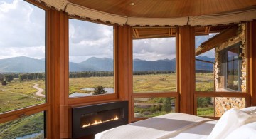 gas fireplace bedroom outlooking the mountain